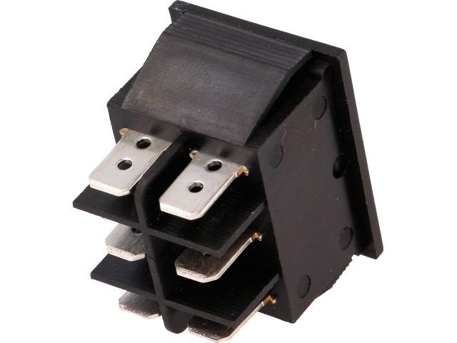 Vippekontakt - 2P ON-OFF-ON, 250V / 15A, Sort