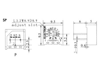 Single-turn trimmepotmeter - Horisontal, 500mW, 100kOhm