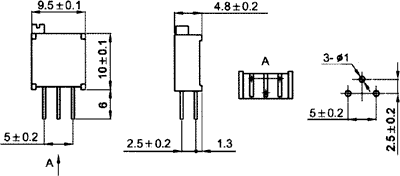 Multiturn trimmepotmeter - 100kOhm, 500mW, ±10%(YB)