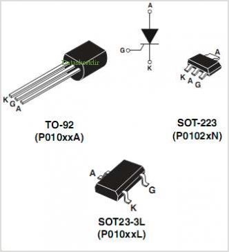 2N5064 Thyristor - 400V / 0,8A 200uA/g, TO92