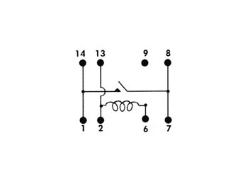 REED relæ - 5VDC / 0,5A maks. 10W, 1 x slutte (DIP14-8)