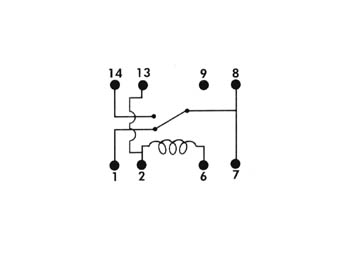 REED relæ - 5VDC / 0,5A maks. 1 x omskifter (DIP14-8)
