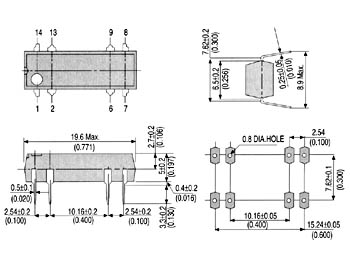 REED relæ - 12VDC / 0,5A maks. 10W, 1 x omskifter (DIP14-8)
