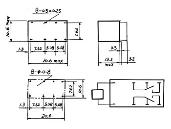 Miniature relæ - 24VDC / 1A, 2 x omskifter (SRC)