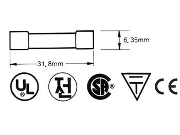 Sikring - Ø6,3x32mm, 1,6A Træg, 250V