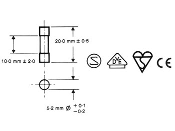 Sikring - Ø5x20mm, Flink, 2A