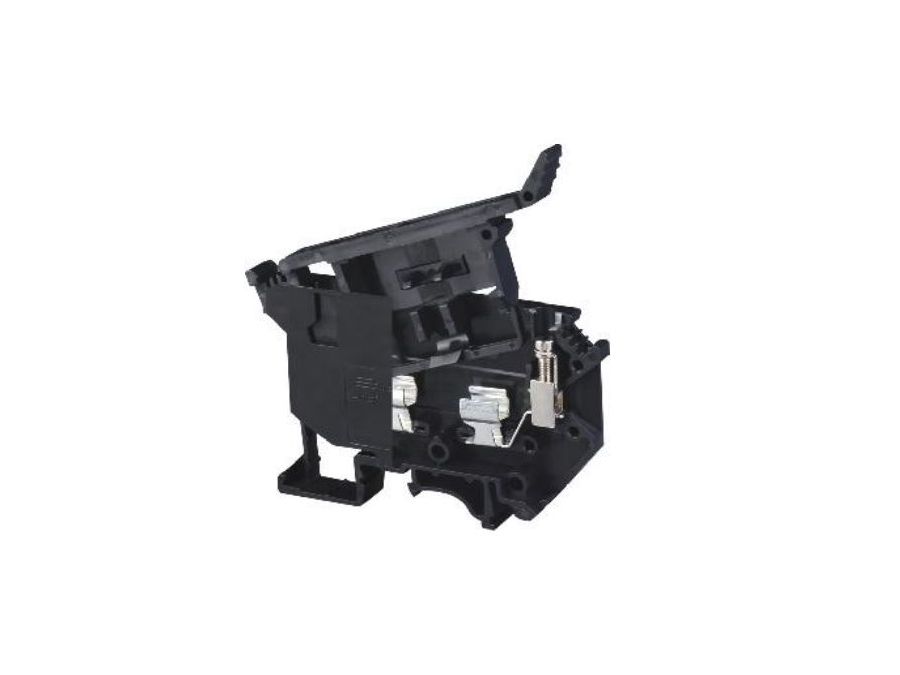 DIN-skinne sikringsholder - 5x20mm sikring, max 6,3A, Sort