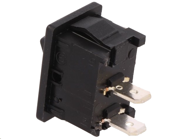 Vippekontakt - OFF-ON, 12A, 4,8mm spadestik, Sort