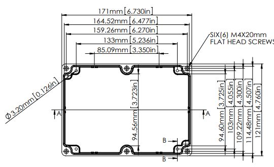 G120 aluminiumskabinet - IP65 (121x171x55mm)