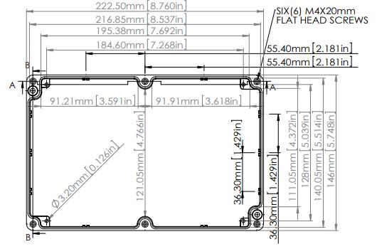 G124 aluminiumskabinet - IP65 (146x222x55mm)