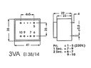 230V printtransformator - 3VA 1 x 12V / 250mA