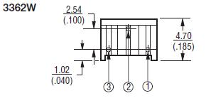 Single-turn trimmepotmeter - 7mm vert. 100ohm, 0,5W (±10%)