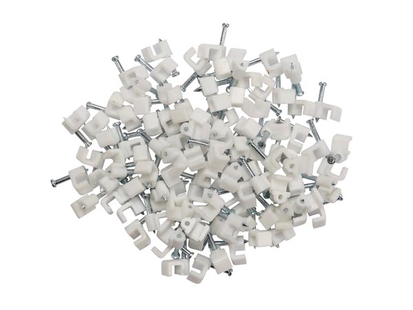 Kabelsøm-clips - Flad 3x4mm, Hvid (100 stk. box)