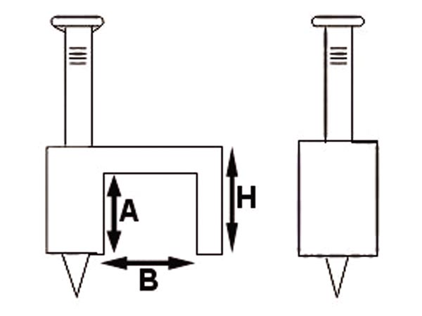 Kabelsøm-clips - Flad 3x4mm, Hvid (100 stk. box)