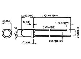 3mm HB LED - Rund, BLÅ vandklar (2200mcd 30°)