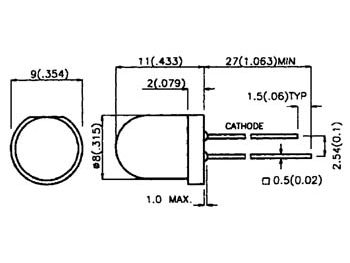 8mm LED - Rund, GRØN diffus (12,5mcd)