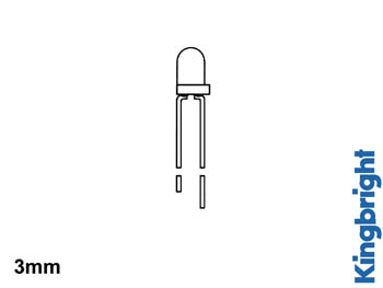3mm LED - Rund, RØD diffus (3mcd 60°)