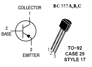 BC307/BC557B PNP transistor - 45V / 0,1A 0,5W (TO92)