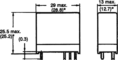 Miniature relæ - 48VDC 5A, 2 x omskifter (DPDT), 8-ben 5mm
