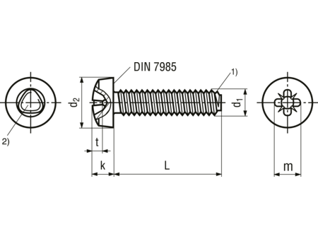 Maskinskrue, panhoved - M6x12mm, pozidriv PZ3 (25 stk.)