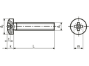 Maskinskrue, panhoved - M4x8mm, pozidriv PZ2 (25 stk.)