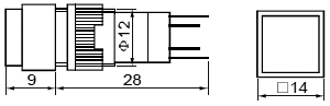 Kvadratisk trykkontakt m. 24Vdc lys - ON-ON, Gul (IP40)