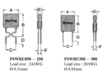 PTC genskabende sikring - 2.5-5.0A / 30VDC