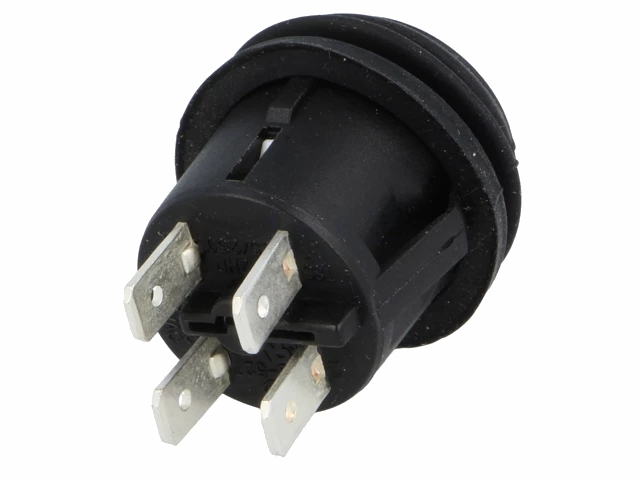Rund Trykkontakt - 2P OFF-(ON) 6A/250V, Sort, IP65 (Ø20,2mm)