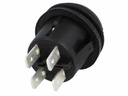 Rund Trykkontakt - 2P OFF-(ON) 6A/250V, Sort, IP65 (Ø20,2mm)