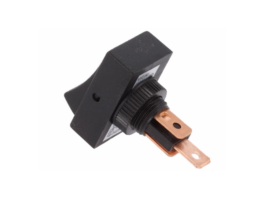 Vippekontakt - 1P OFF-ON, 12VDC/25A, Sort m. rød LED