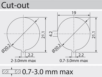 Vippekontakt - 2P OFF-ON, 10A 250V, Grøn lys 0-I (Ø20,2mm)