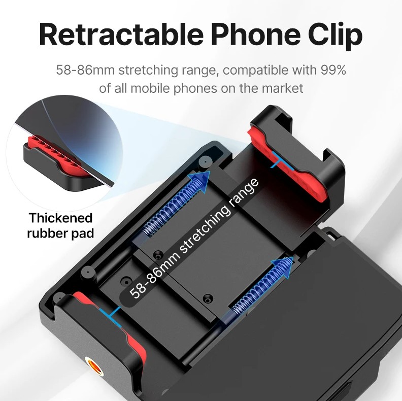 Bluetooth smartphone holder m. LED-lys, 1/4" tripod-gevind