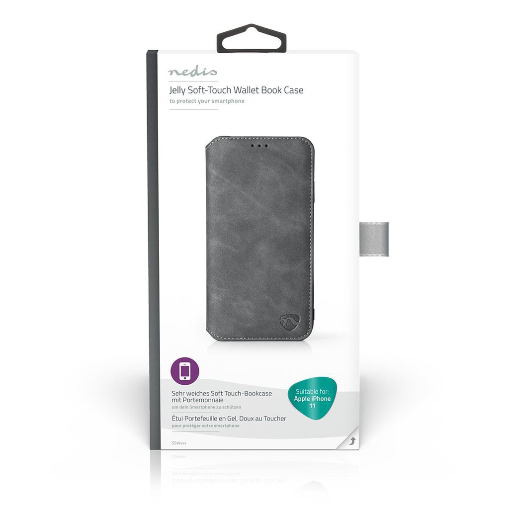 Blødt lommebogs cover til Apple iPhone 11 - Sort
