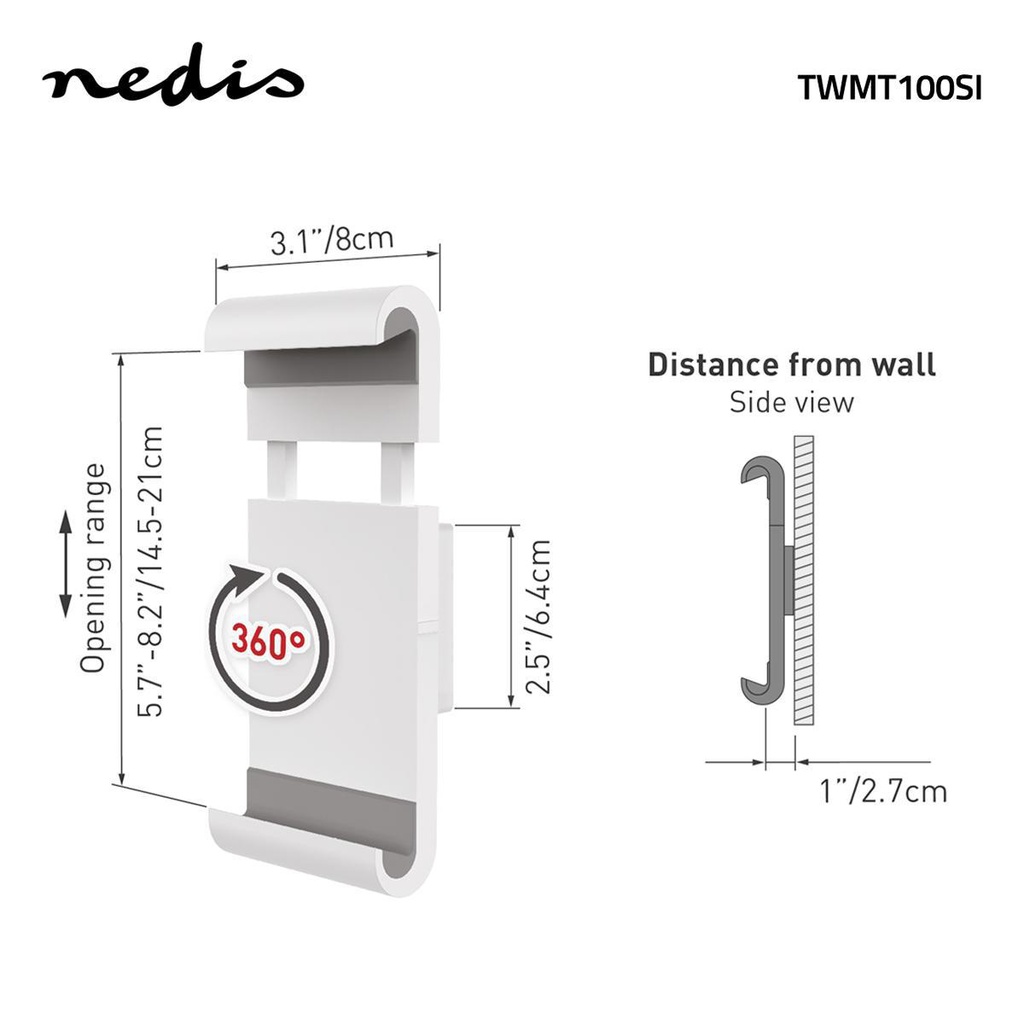 Tablet vægbeslag - 7-12" 360° roterbar