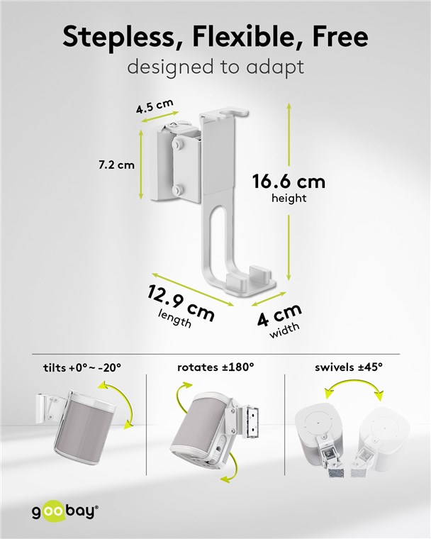 Vægbeslag til Sonos ONE / ONE SL / PLAY:1, Hvid (2 stk.)