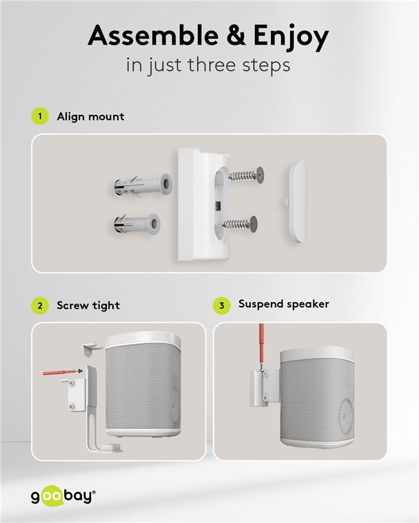Vægbeslag til Sonos ONE / ONE SL / PLAY:1, Hvid (2 stk.)