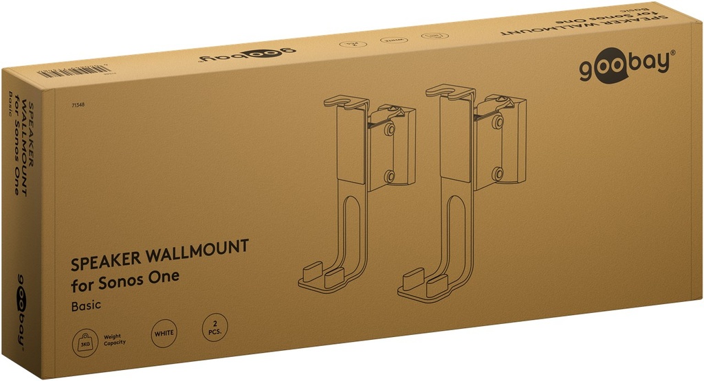 Vægbeslag til Sonos ONE / ONE SL / PLAY:1, Hvid (2 stk.)