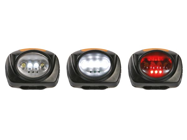 Pandelampe - 2-i-1 lampe, 4 hvide og 3 røde LEDs
