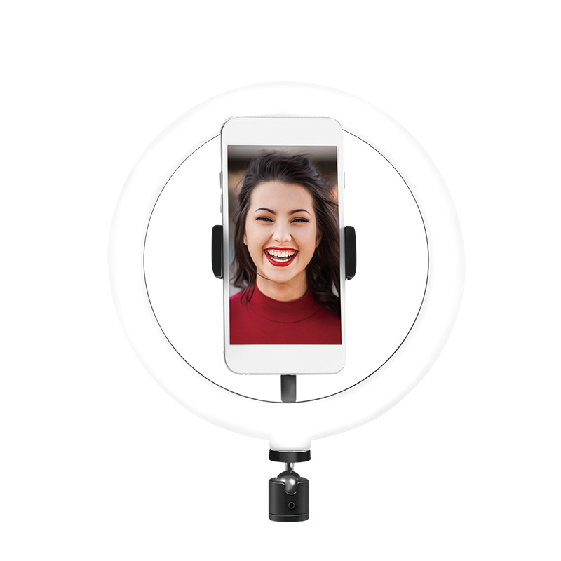 Smartphone holder med ringlys, fjernstyring - Ø25cm, Sort