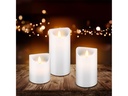 LED bloklys - flamme-effekt, timer, Hvid (3 stk.)