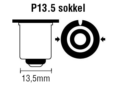 Dværglampe - 18V / 600mA / 10,8W Xenon P13.5 sokkel