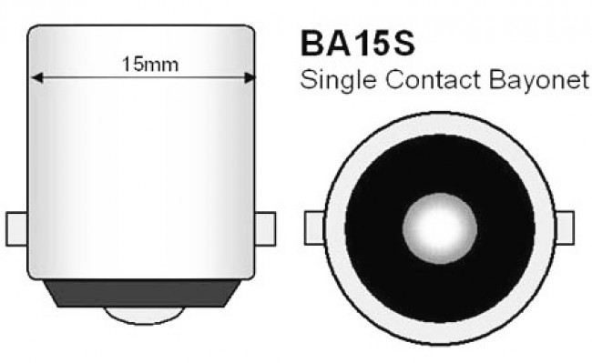 Dværglampe - 48V / 10W Globe, Ba15s sokkel (Ø18x35mm)