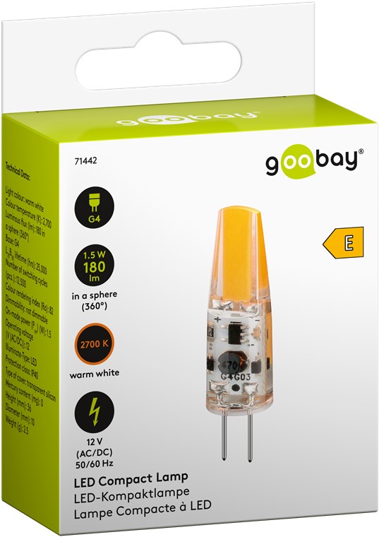 G4 LED stiftpære - 12V 1,6W Varm hvid