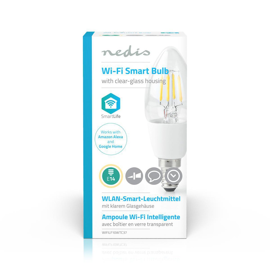 WiFi Smart LED-pære - E14, C37, 5W, 400 lm, Hvid