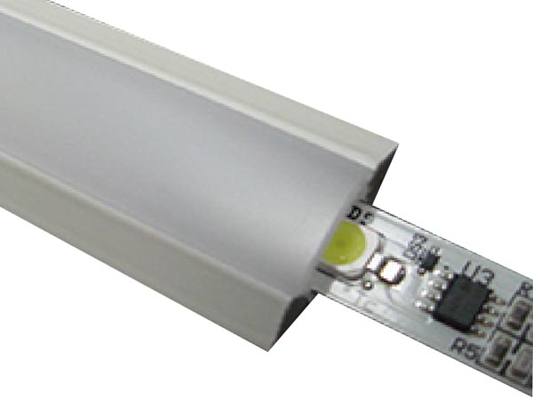 Alu. LED strip profil - 45° hjørne dyb, Diffus (2m)