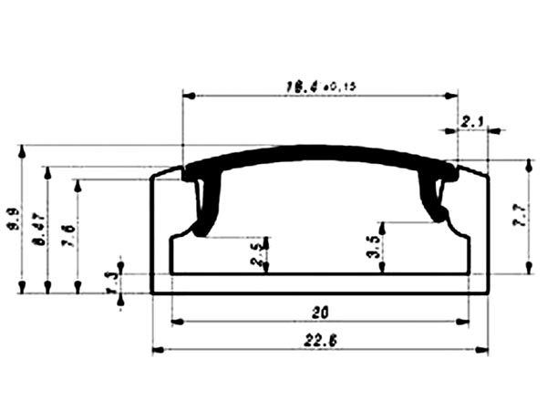 Alu. LED strip profil - Slimline bred, Diffus (2m)