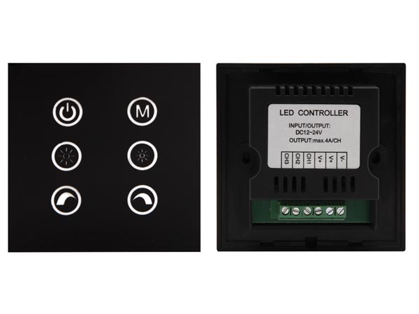 Multifunk. touch RGB LED styring - 3 kanaler, Sort (3 x 4A)