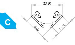 Alu. LED profil - Type C, Hvidlakeret (2,02m)