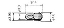T1 Dværglampe - 12V / 30mA, Flange (OL-3024)