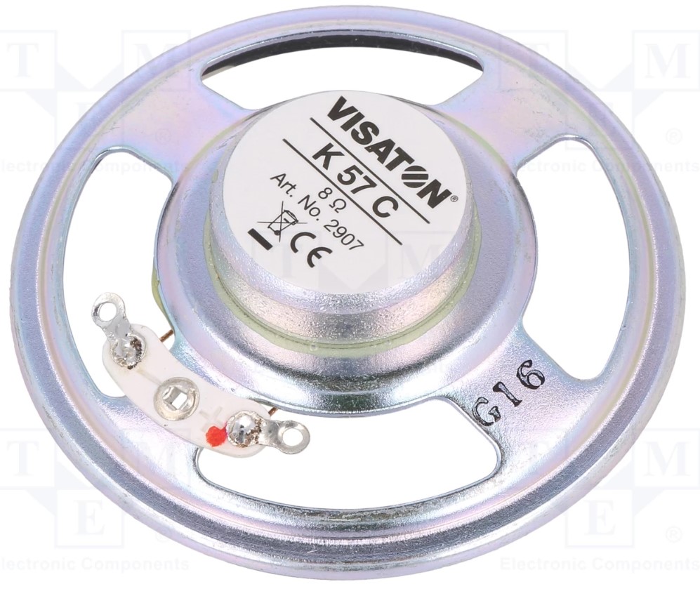 Miniature højttalerelement - 2W, 8ohm, Ø57x20mm (IP65)